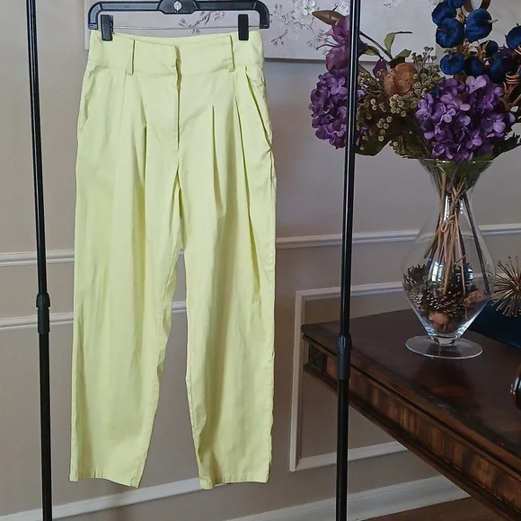 Lime High Waisted Cotton Pleated Pants By Forever 21. Size S - Picture 8 of 17